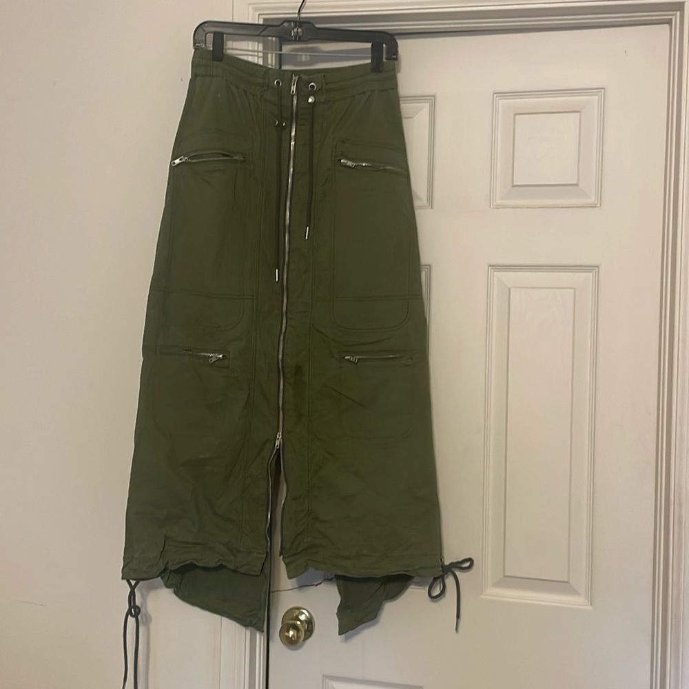 Urban Outfitters Olive Green Maxi Skirt with Zippers